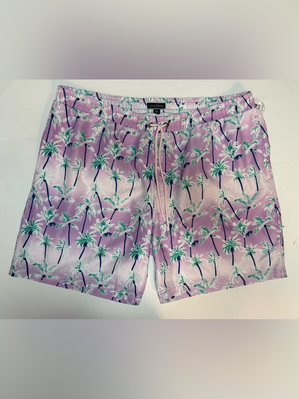 NWT Club Room Lavender Palm-Print Men’s Swim Trunks size 2XL